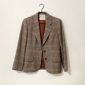 Saks Fifth Avenue Brown Plaid Blazer